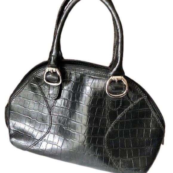 NICOLI Bags Last Chance Nicoli Black Embossed Italian Leather Satchel Poshmark